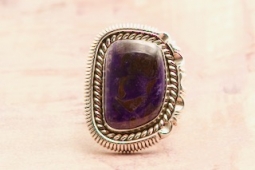 Artie Yellowhorse Genuine Sugilite Sterling Silver Navajo Ring